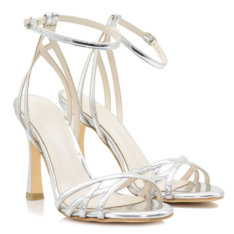 Bridal Sandals Silver Leather Mirror