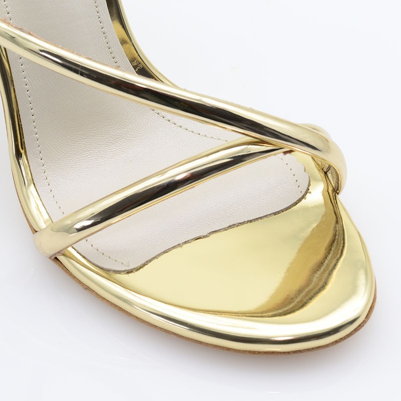 Bridal Sandals Gold Leather Mirror