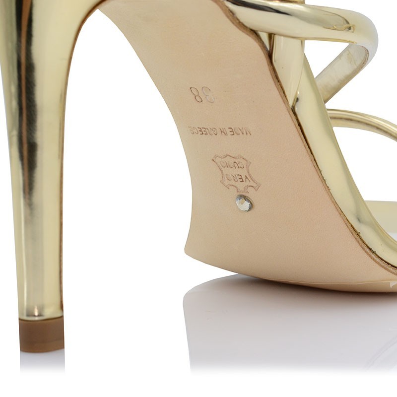 Bridal Sandals Gold Leather Mirror