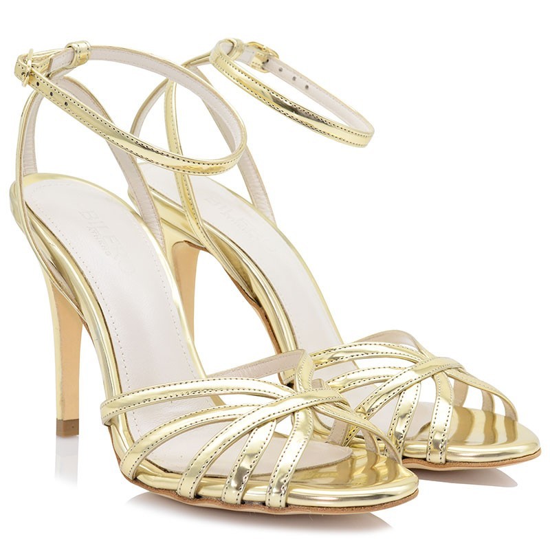 Bridal Sandals Gold Leather Mirror