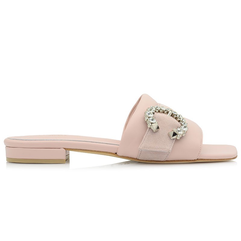 Bridal Mules Flats Pink Leather