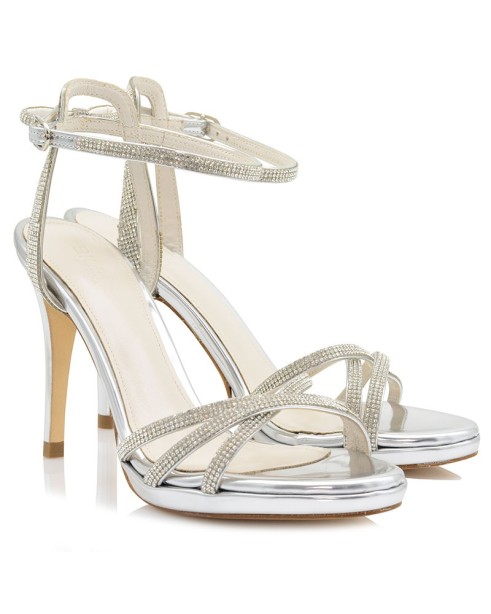 Bridal Sandals Silver Leather Mirror