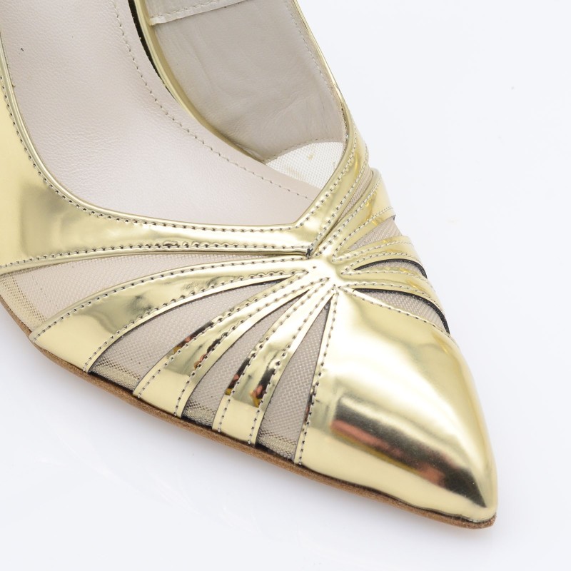 Bridal Pumps Golden Leather Mirror