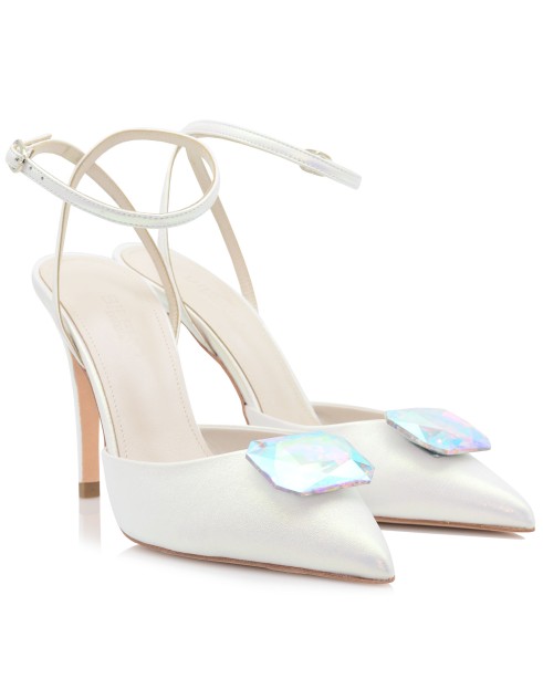 Bridal Pumps Silver Leather Iridescent