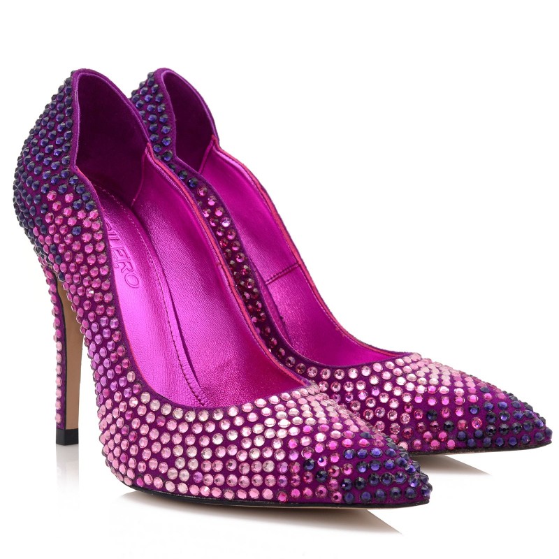 Women's Pumps Purple With Crystal