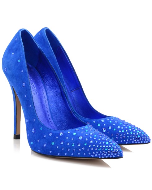 Women's Blue Suede Leather Heels
