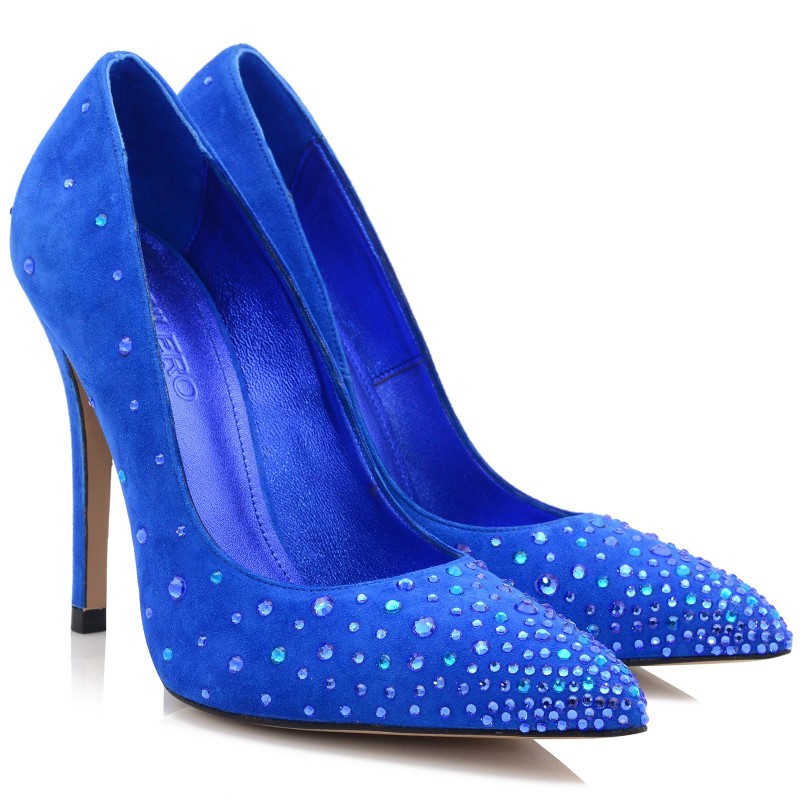 Women's Blue Suede Leather Heels