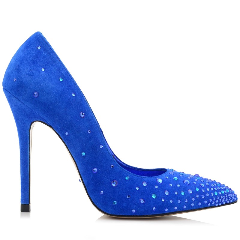 Women's Blue Suede Leather Heels