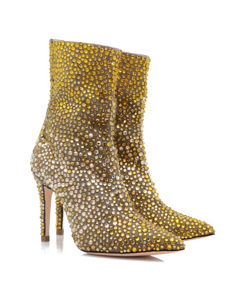 Women's Beige Boots with Crystal