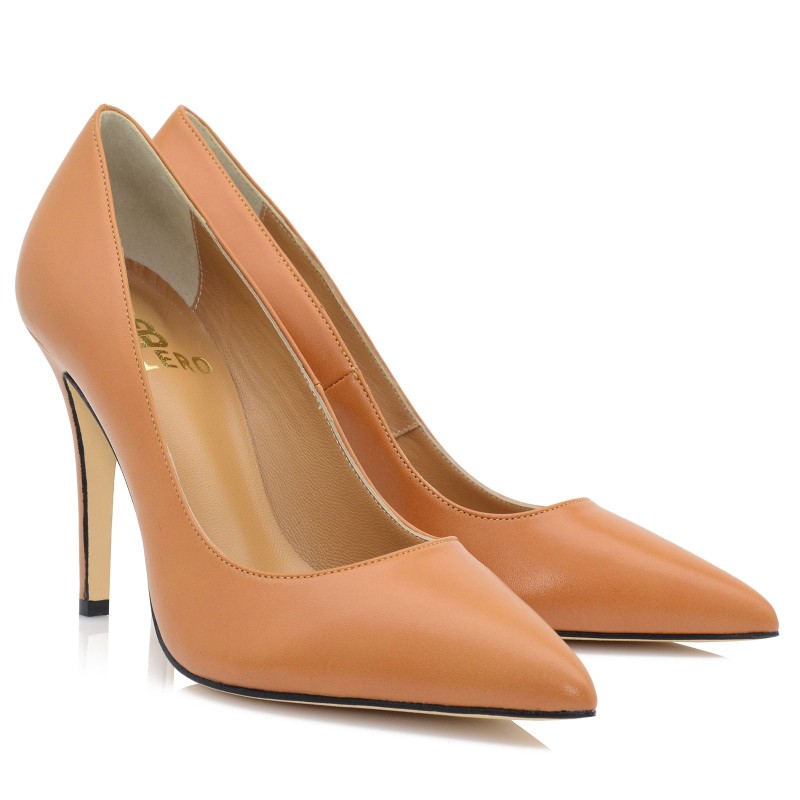 Women's Camel Leather Pumps