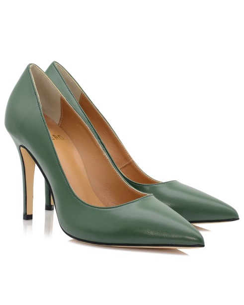 Women's Green Leather Pumps