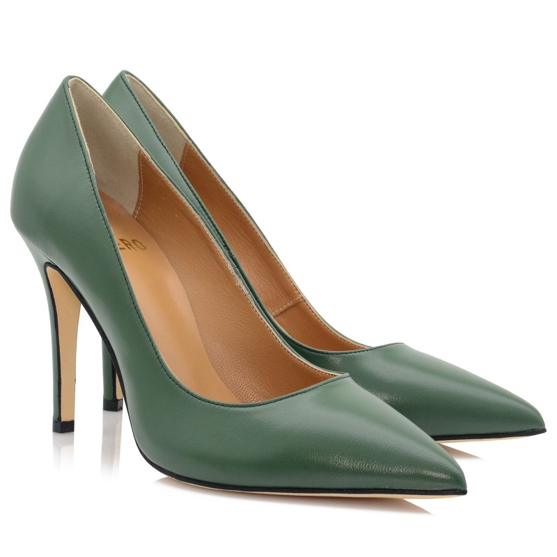 Women's Green Leather Pumps