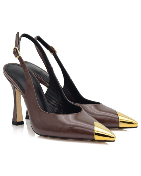 Women's Brown Pearl Leather Pumps