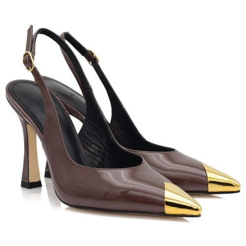 Women's Brown Pearl Leather Pumps