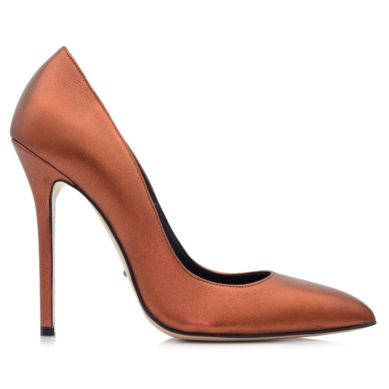 Terracotta Leather Metallic Pumps