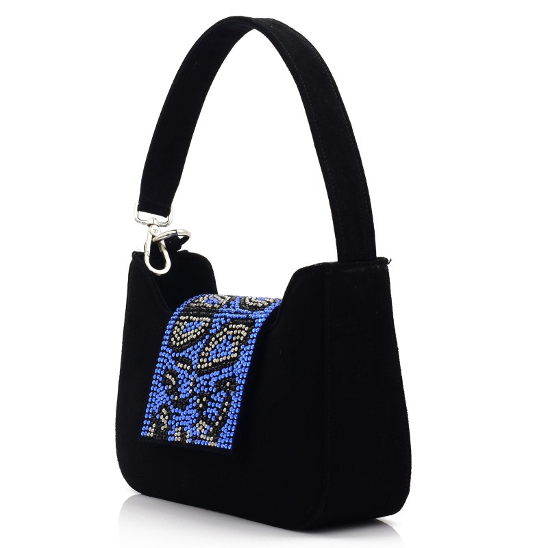 Women's Bag Black Suede Leather