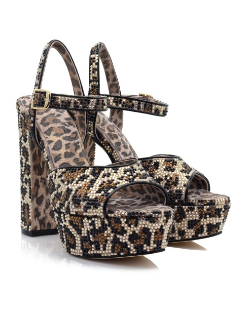Women's Sandals Leopard Leather