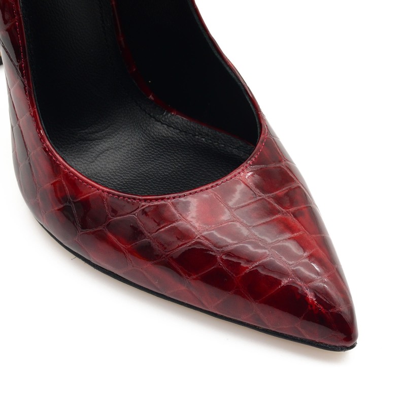 Women's Burgundy Croco Leather Heels