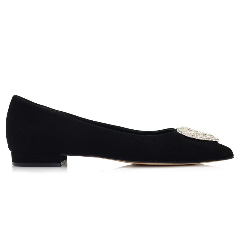Women's Ballerina Shoes Black Suede