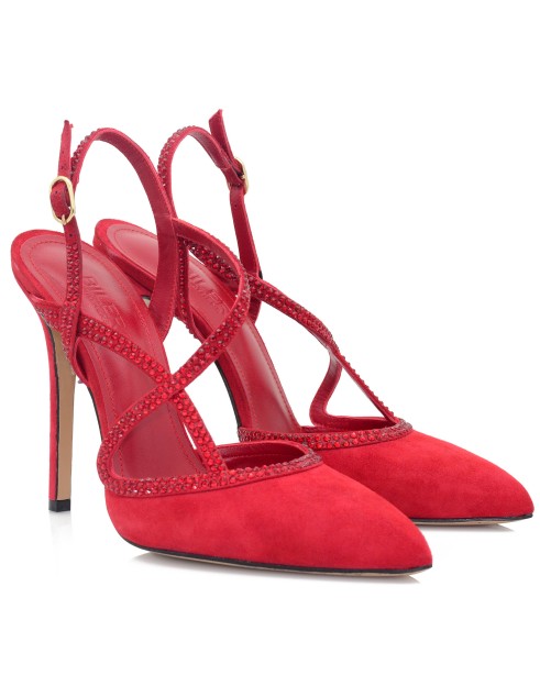 Women's Pumps Red Suede Leather