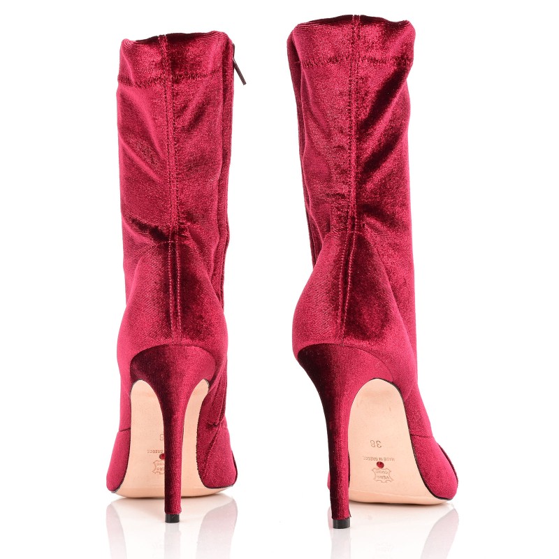 Women's Burgundy Velvet Boots