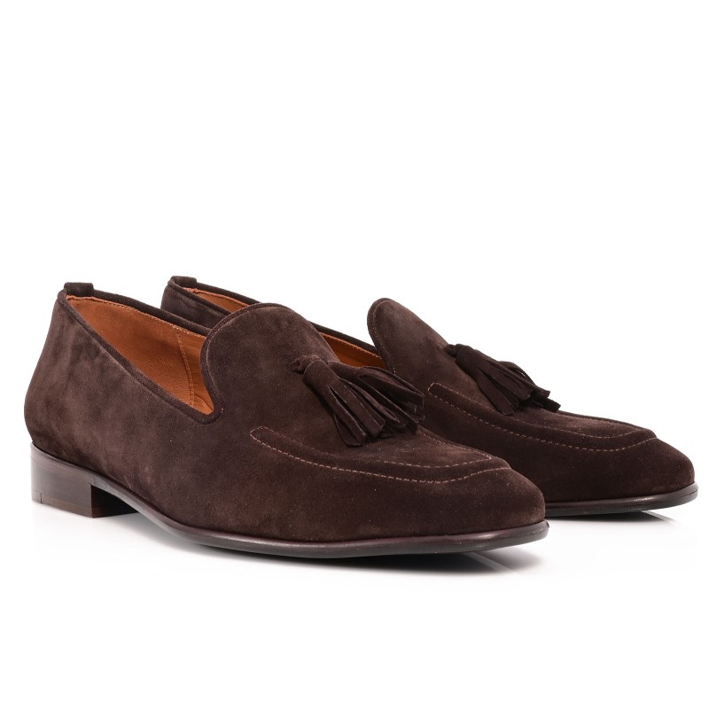 Men's Brown Suede Leather Groom Shoes