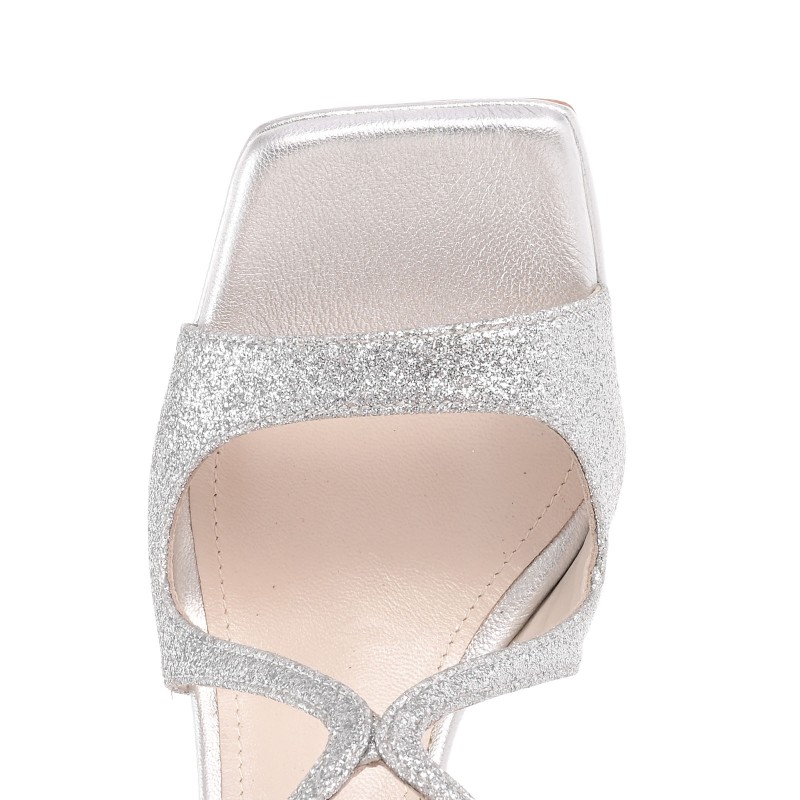 Bridal Sandals Silver Glitter