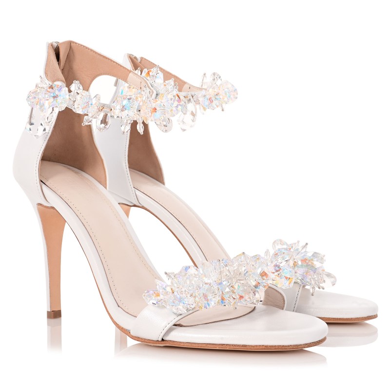 Bridal White Leather Sandals