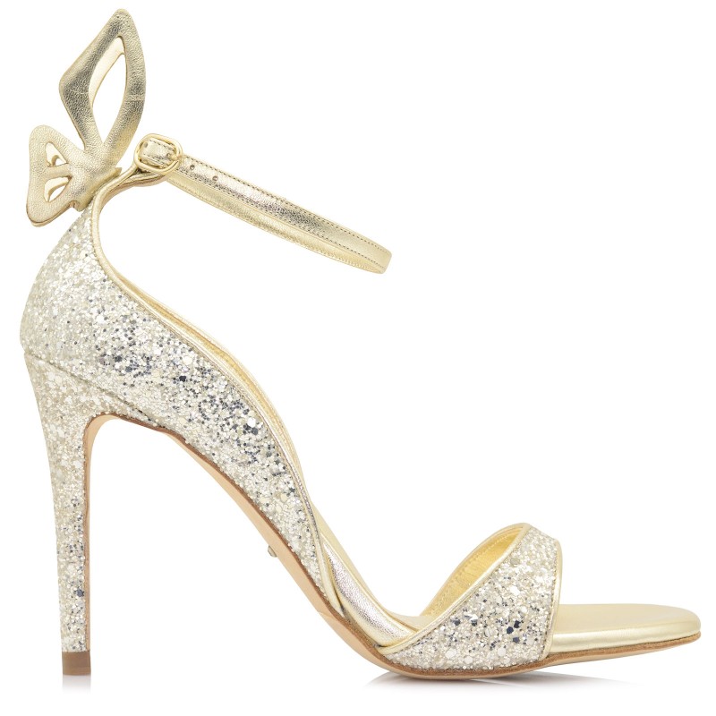 Bridal Sandals Butterfly Gold Glitter