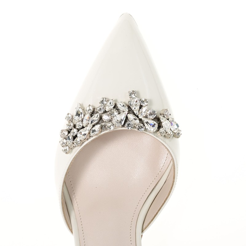 Bridal Mules White Leather Patent