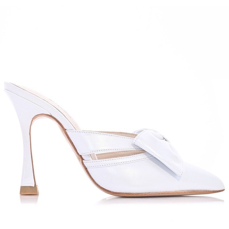 Wedding Mules White Pearl Leather