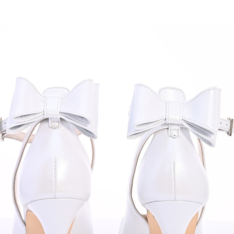White Leather Bridal Pumps