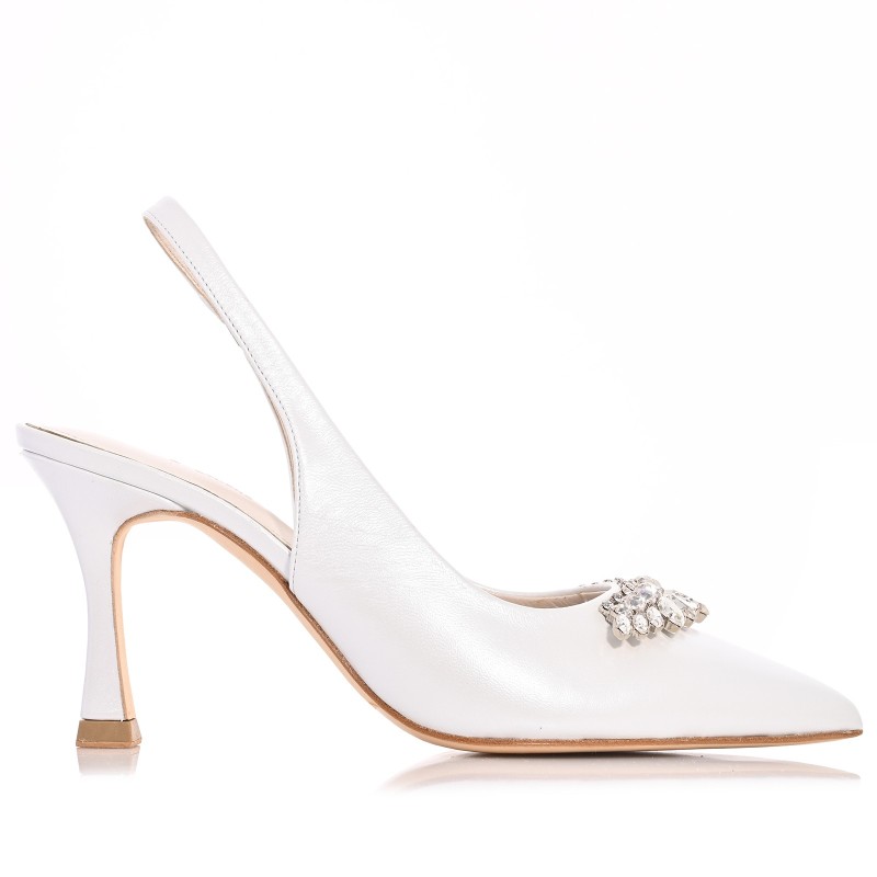 White Leather Bridal Pumps