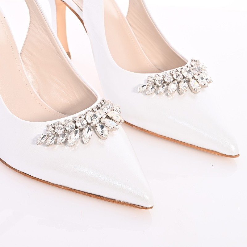 White Leather Bridal Pumps