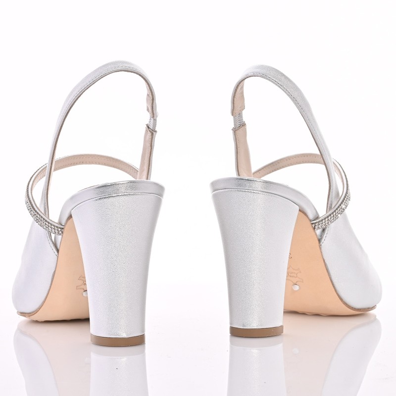 Silver Leather Bridal Pumps