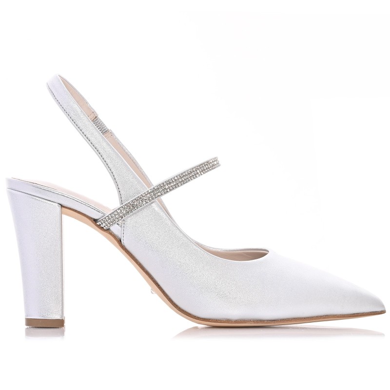Silver Leather Bridal Pumps