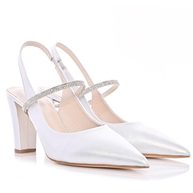 Silver Leather Bridal Pumps