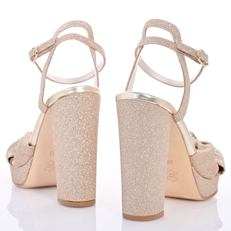 Bridal Sandals Gold Glitter