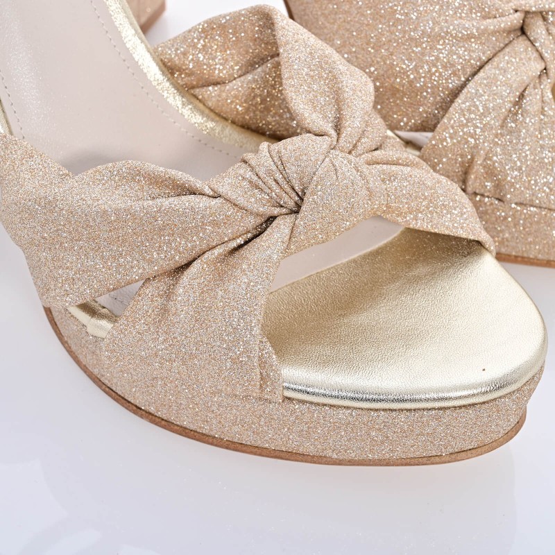 Bridal Sandals Gold Glitter