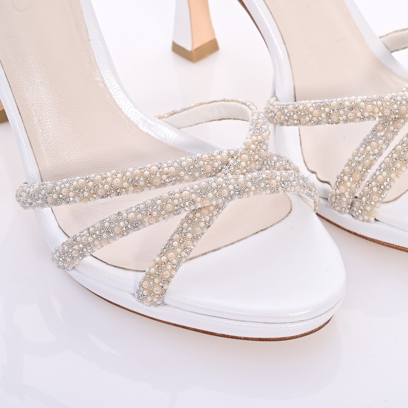 Bridal Sandals White Leather