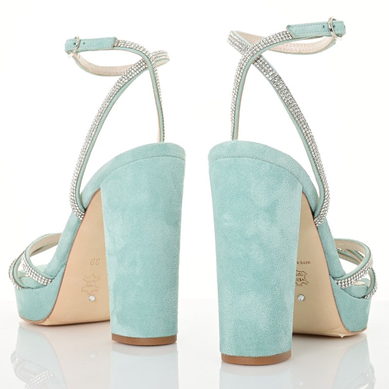 Bridal Sandals Mint Suede Leather