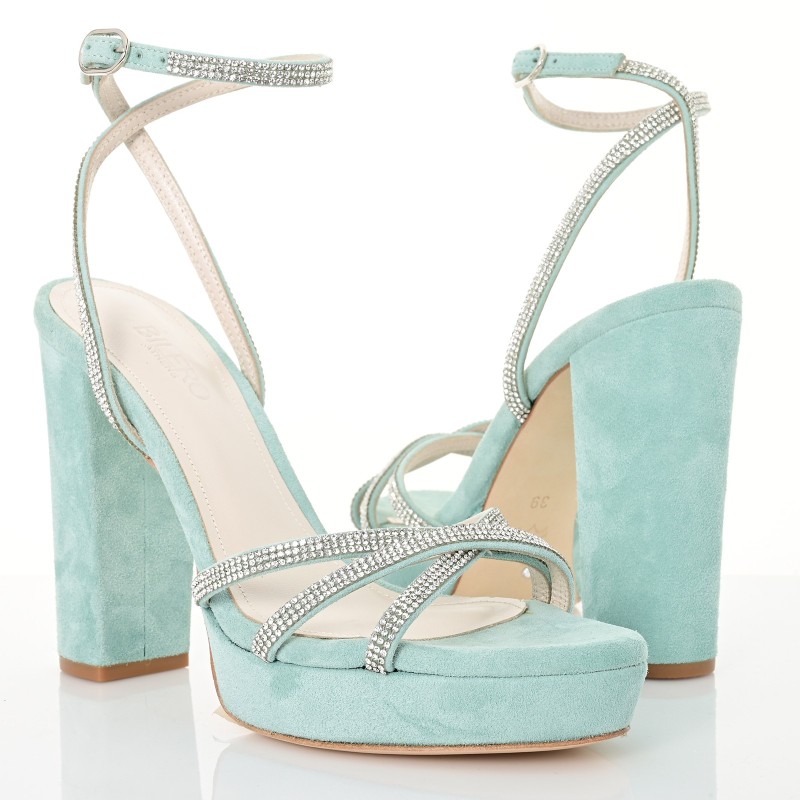 Bridal Sandals Mint Suede Leather