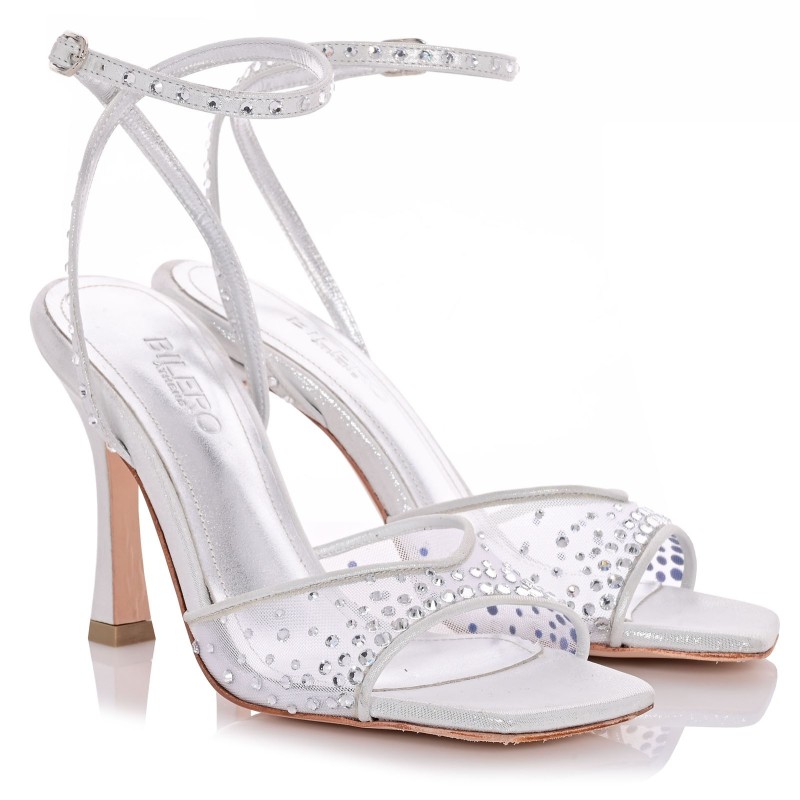Bridal Sandals Silver Leather