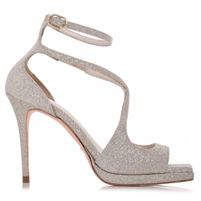 Bridal Sandals Gold Glitter