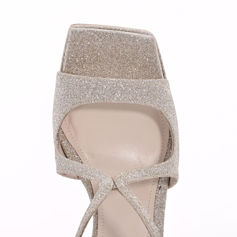 Bridal Sandals Gold Glitter