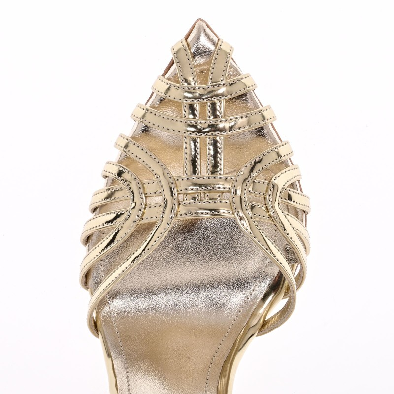 Bridal Sandals Golden Leather Mirror