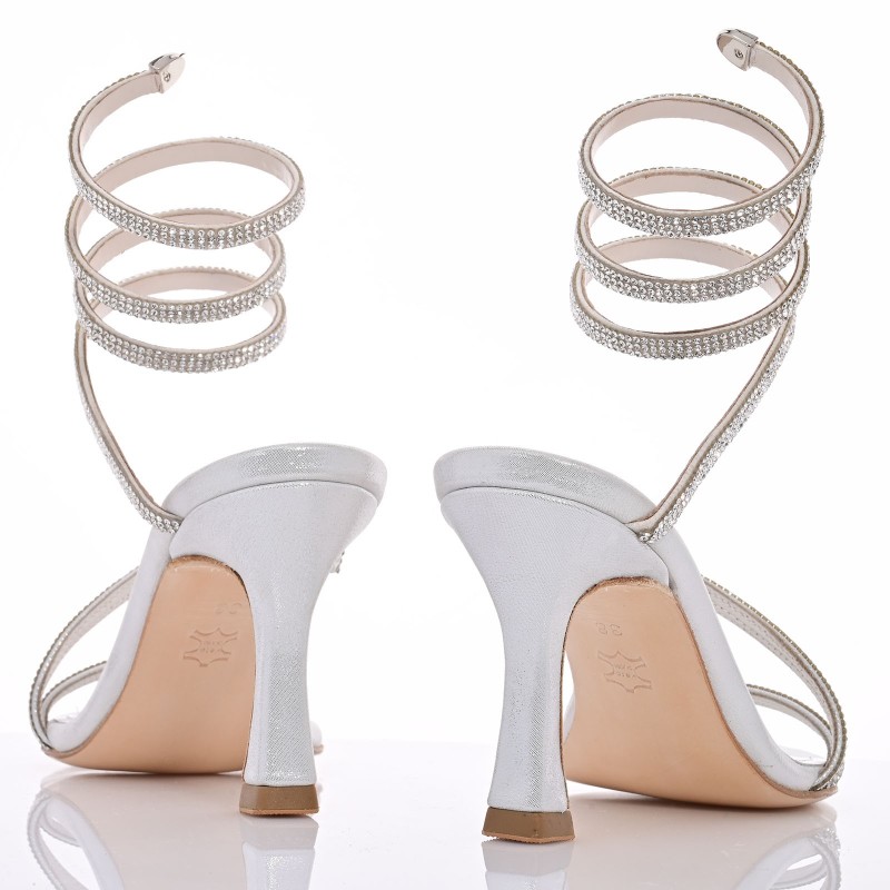 Bridal Sandals Silver Leather
