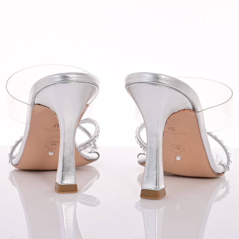 Bridal Mules Silver Leather