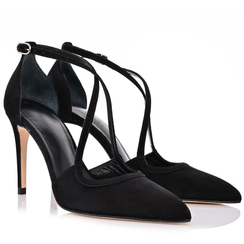 Women's Black Suede Leather Pumps