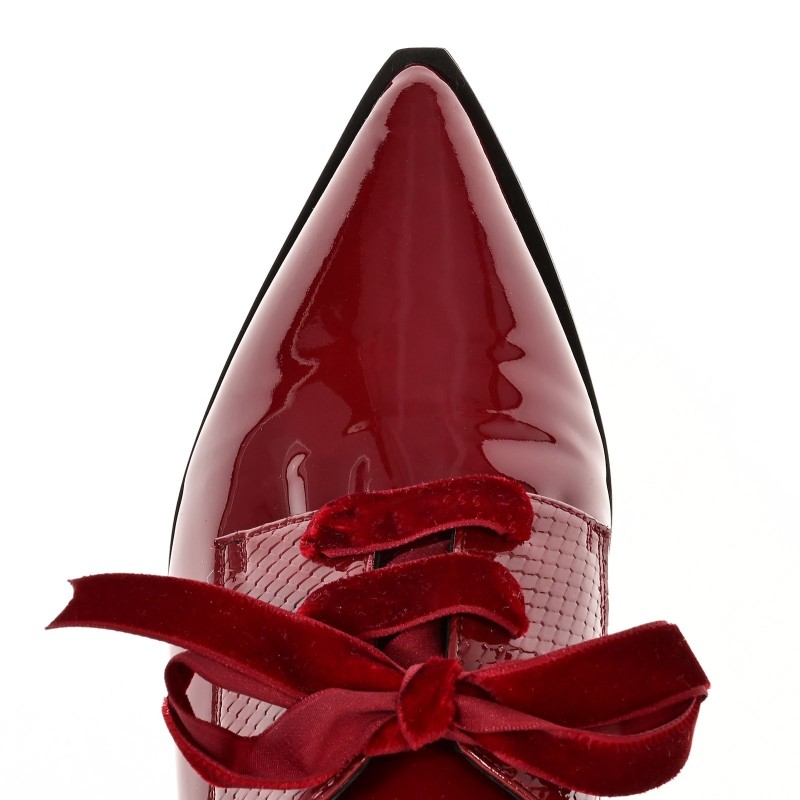 Women's Flat Shoes Burgundy Leather